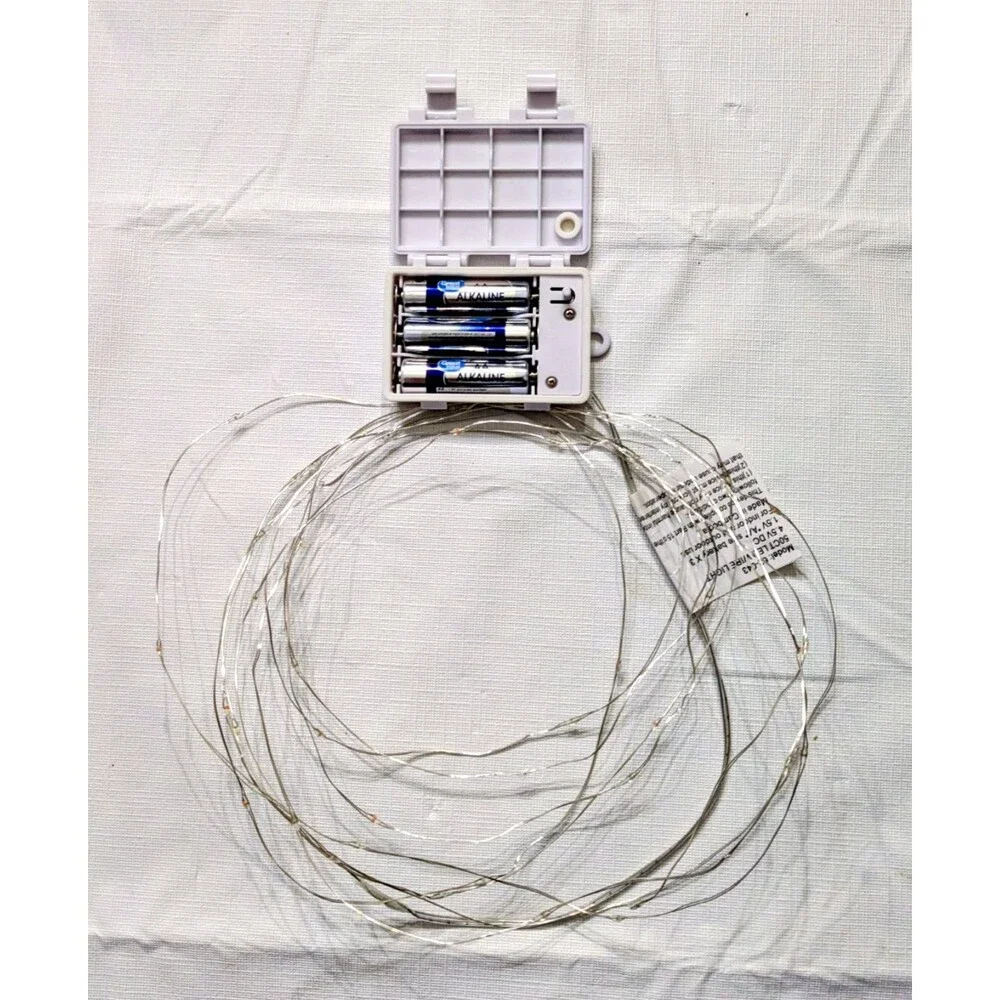 Mainstays Battery Operated LED Wire Lights 50-Count Multicolor 8 Mode 16ft EUC